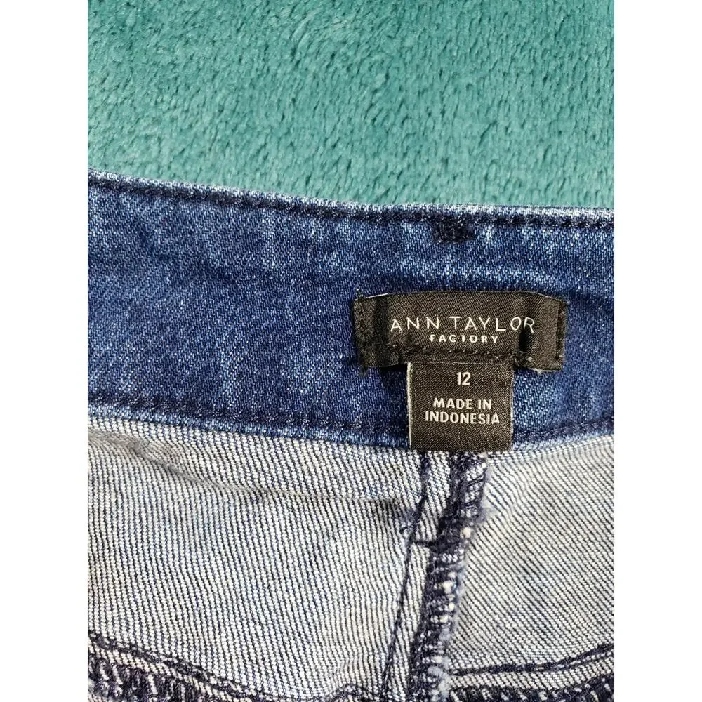 Ann Taylor Jeans Size 12 Women Blue Pants Denim Stretch Mid Rise Straight Ankle